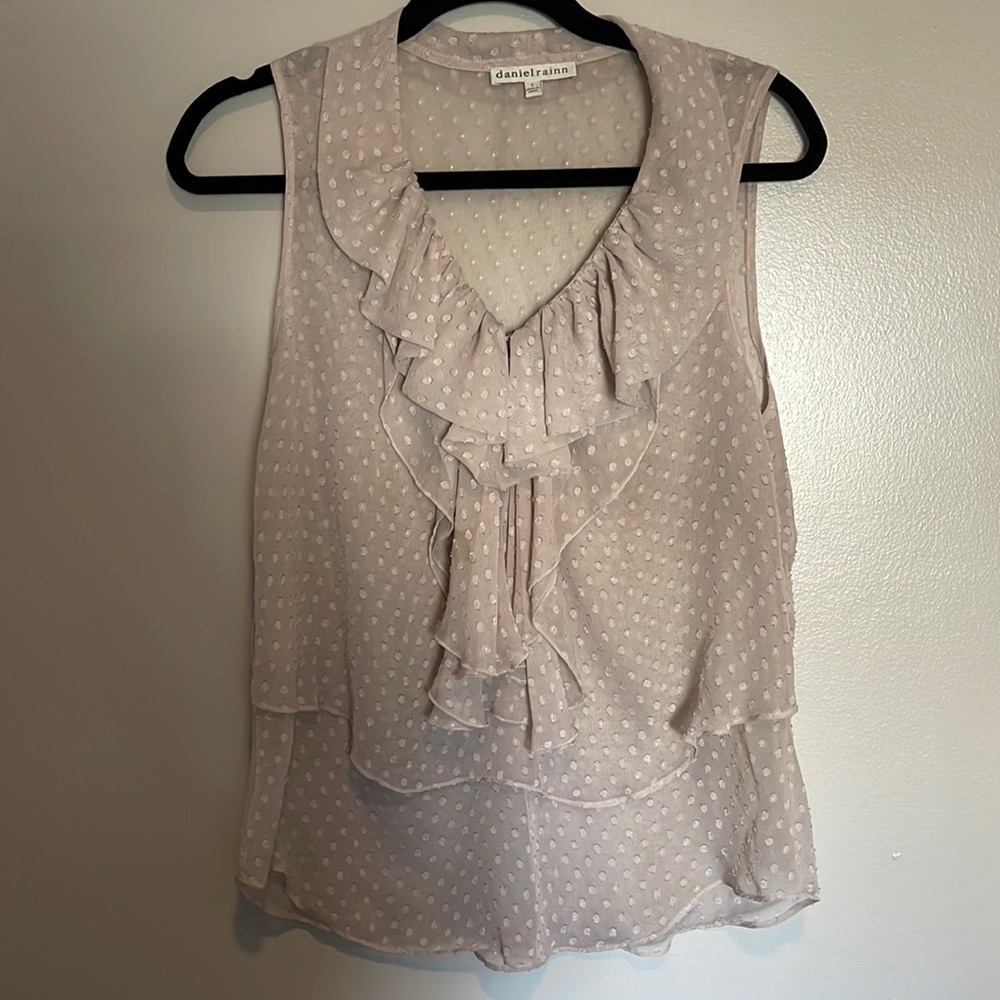 Daniel Rainn Mesh Ruffle Top